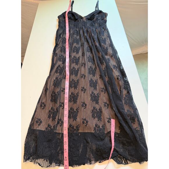 Vintage 90s Nessary Objects Womens Midi Dress Size M Babydoll Lace Fairy Goth - Picture 9 of 11